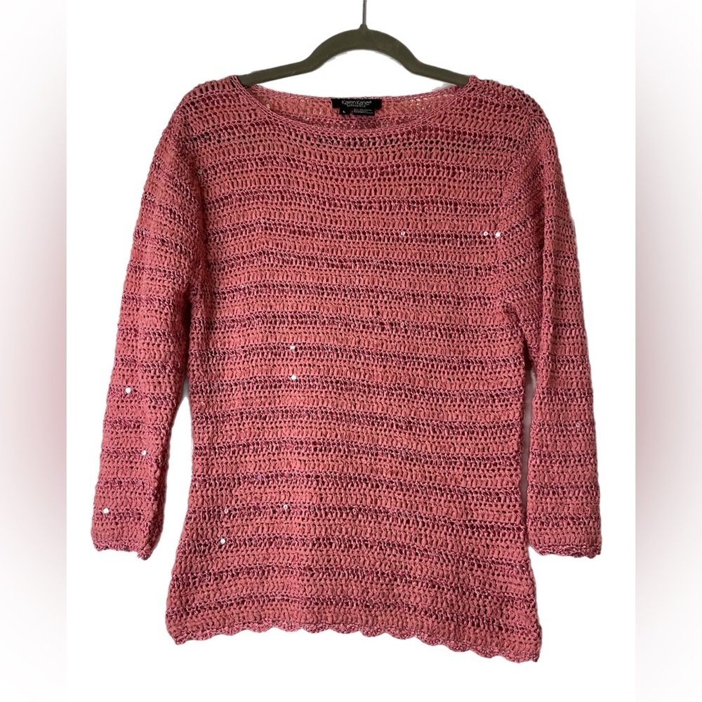 Karen Kane lightweight sparkle sweater in blush color.  Size L. U14